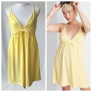 Wild Fable Lemon Yellow Stretchy Eyelet Dress or Beach Coverup